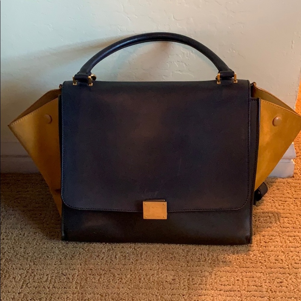Céline Trapeze Multicolor Lambskin Leather Satchel